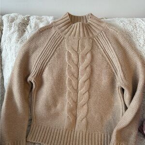 Tommy Hilfiger Beige Cable Knit Turtleneck Sweater